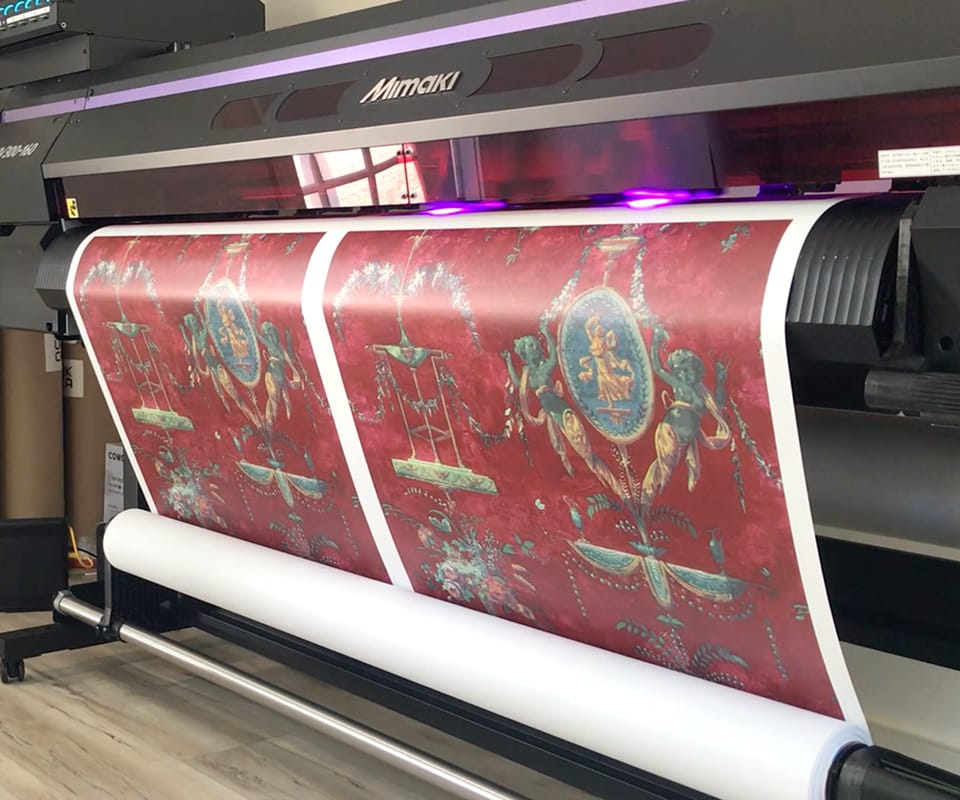 Mimaki UCVJ-300 large format printer producing commercial wallpaper