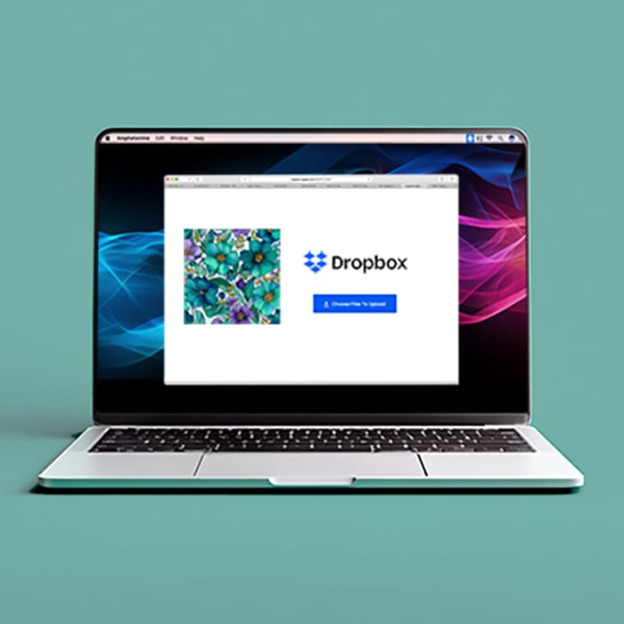 Designer sharing custom artwork files via cloud storage