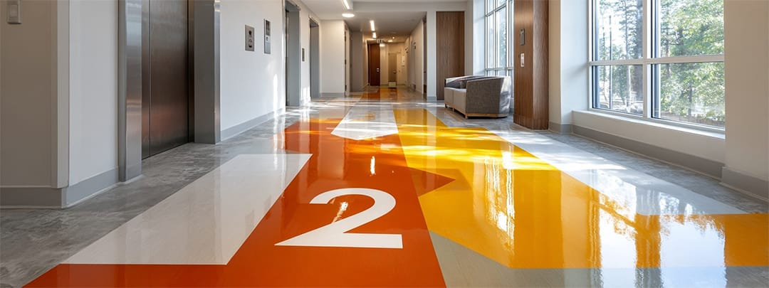 floor decals with number incorporation into pattern design
