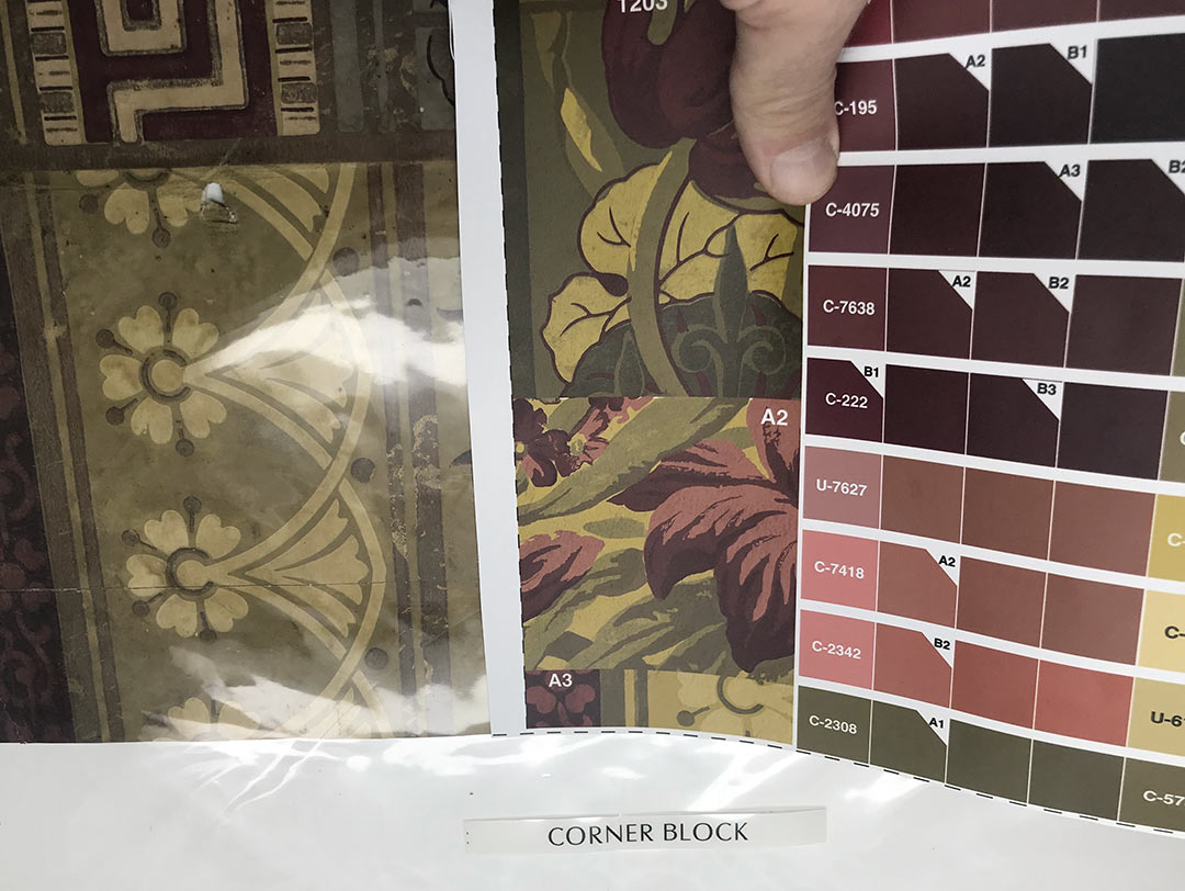 Matching Glenmore's original wallpaper colors against an internal color library