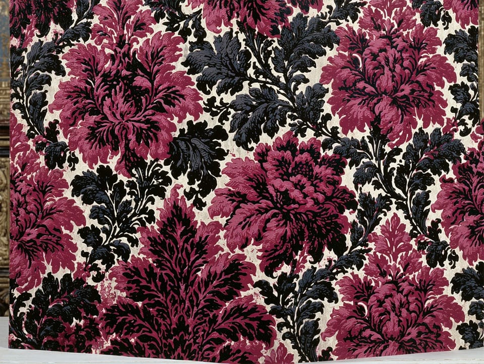 A dense multi-color Victorian wallpaper pattern