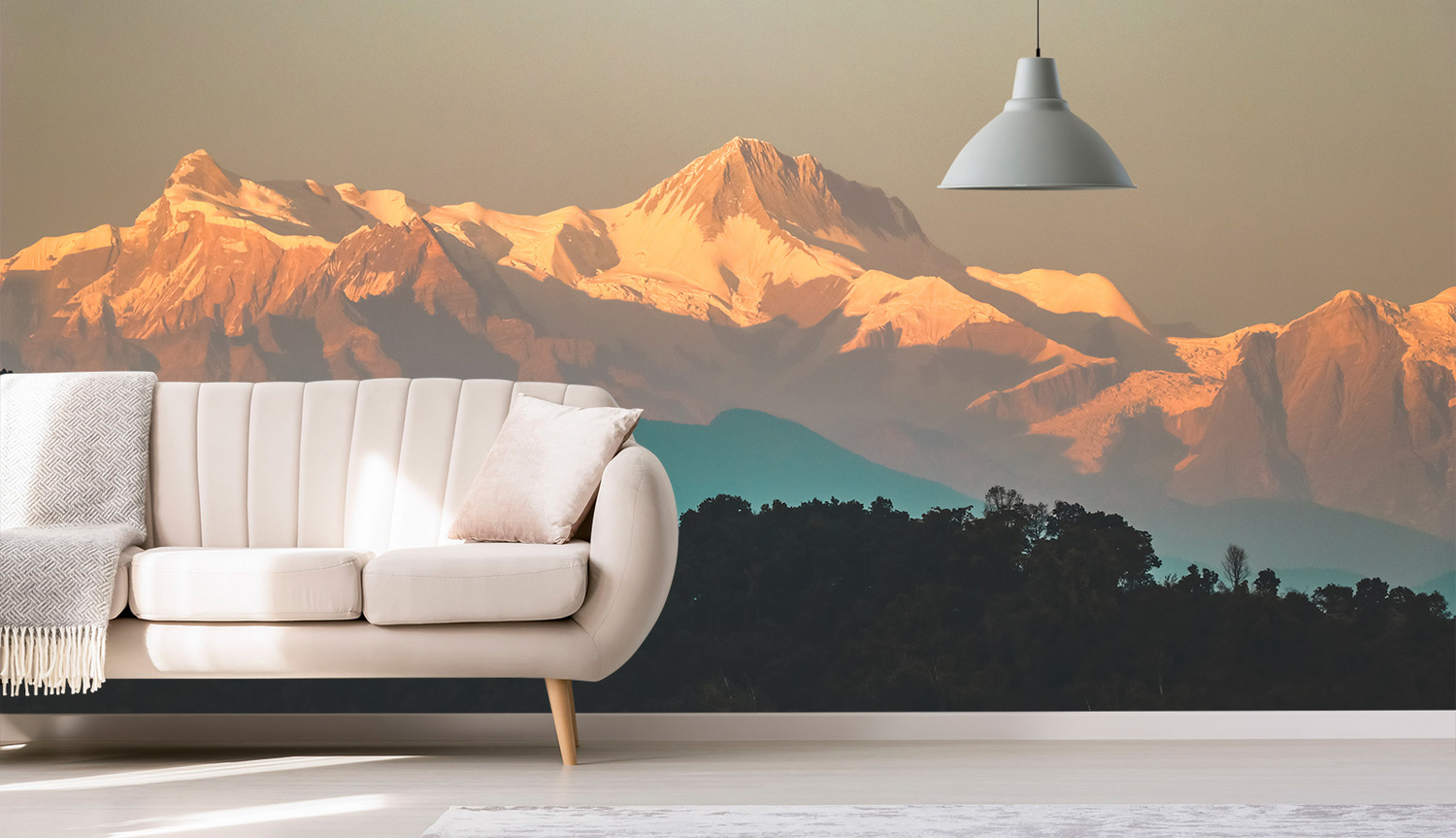 Sunlit Mountains Wall Mural Wallpaper