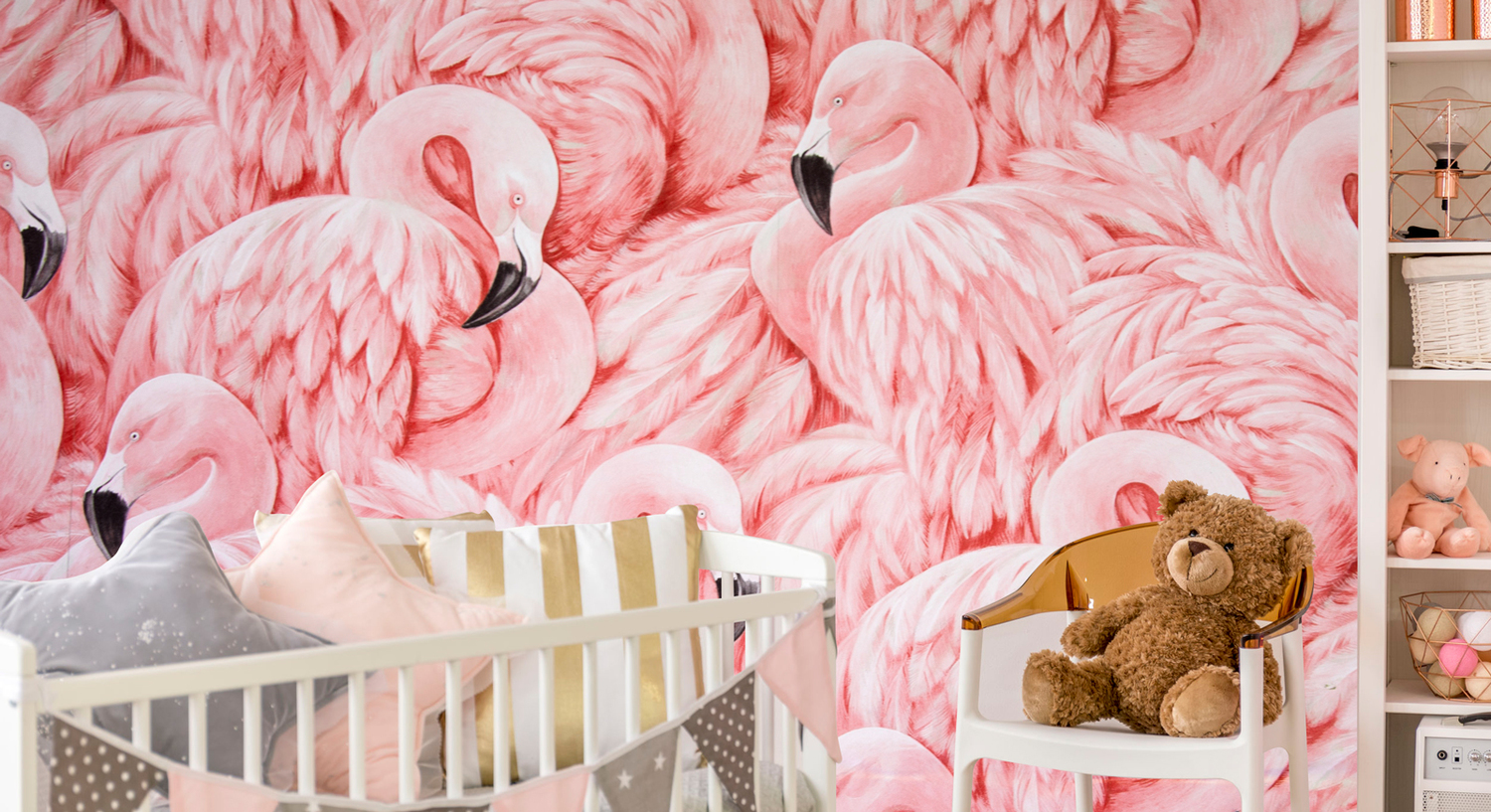 Pink Flamingos Wall Mural Wallpaper